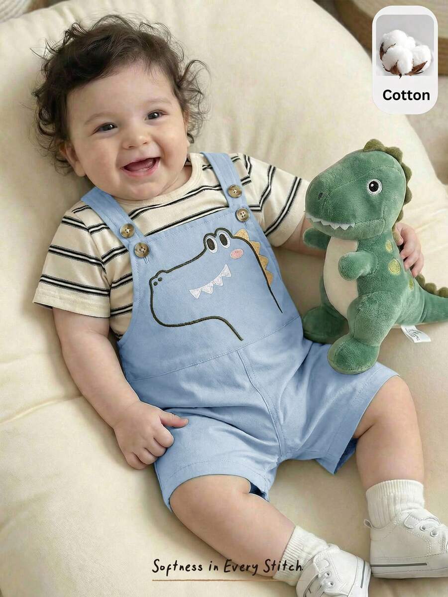2-Piece Toddler Boy Outfit: Black Graphic T-Shirt and Camo Bib Shorts