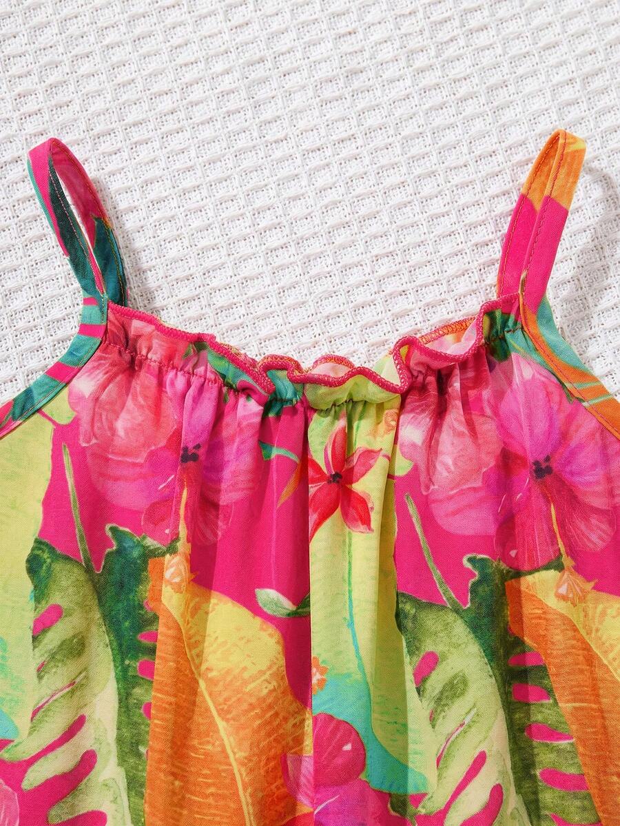 Baby Girl Casual Spaghetti Strap Jumpsuit Cute Sleeveless Summer Vacation Outfit For Newborn Infant Toddler Girls
