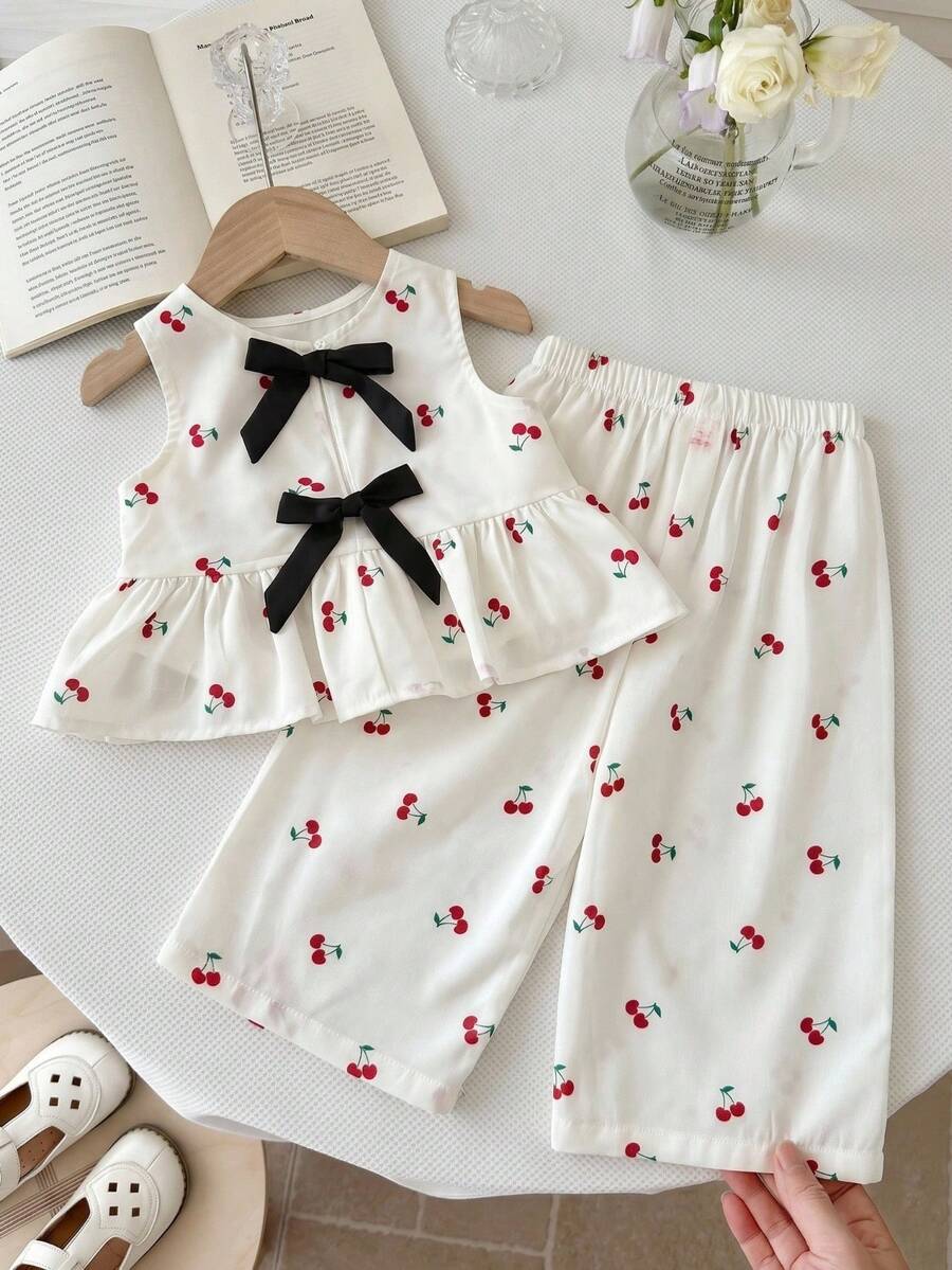 Casual Summer Pants Outfit For Kids Girls Ditsy Floral Fashion Wear