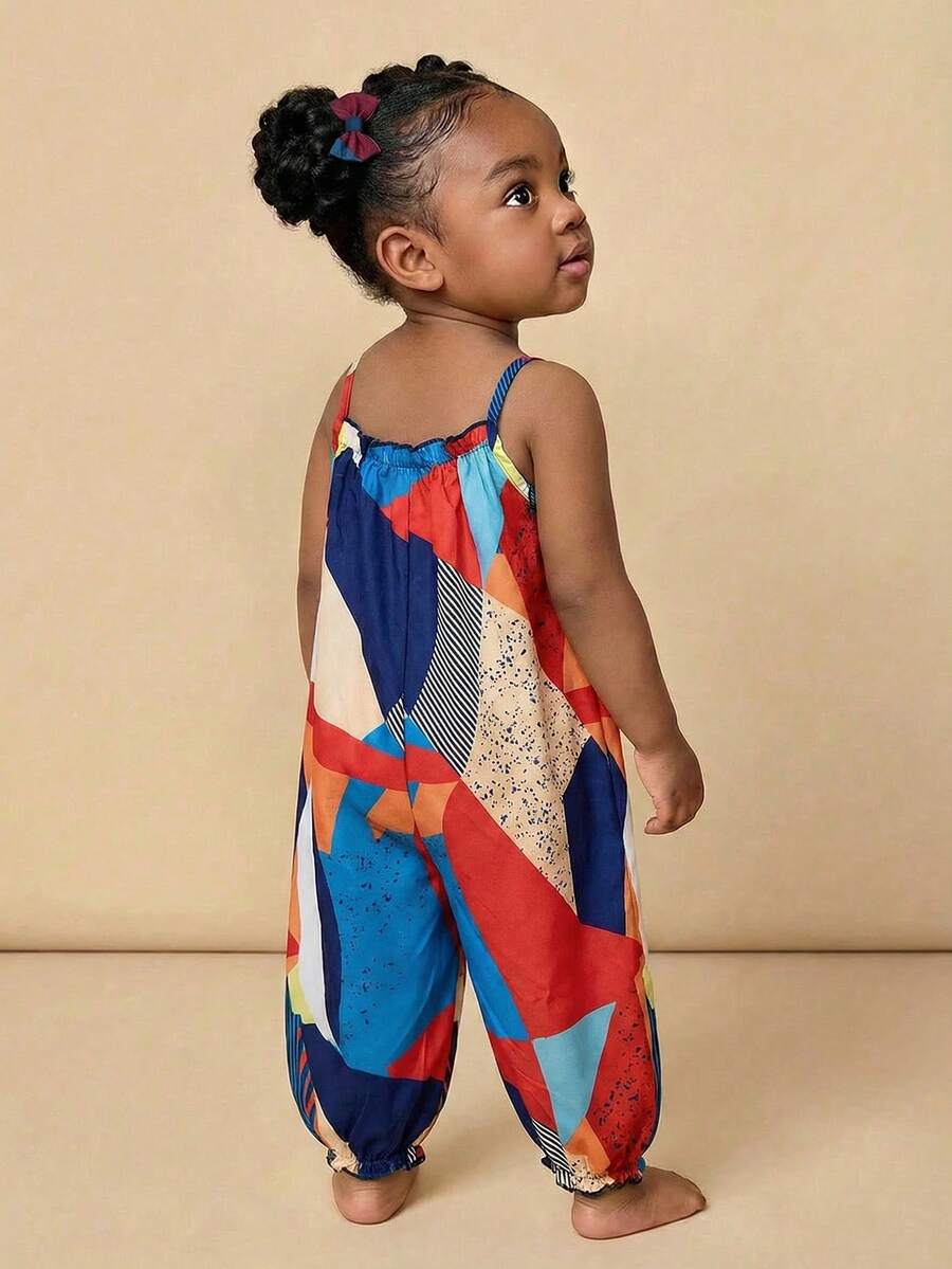 Baby Girl Casual Spaghetti Strap Jumpsuit Cute Sleeveless Summer Vacation Outfit For Newborn Infant Toddler Girls