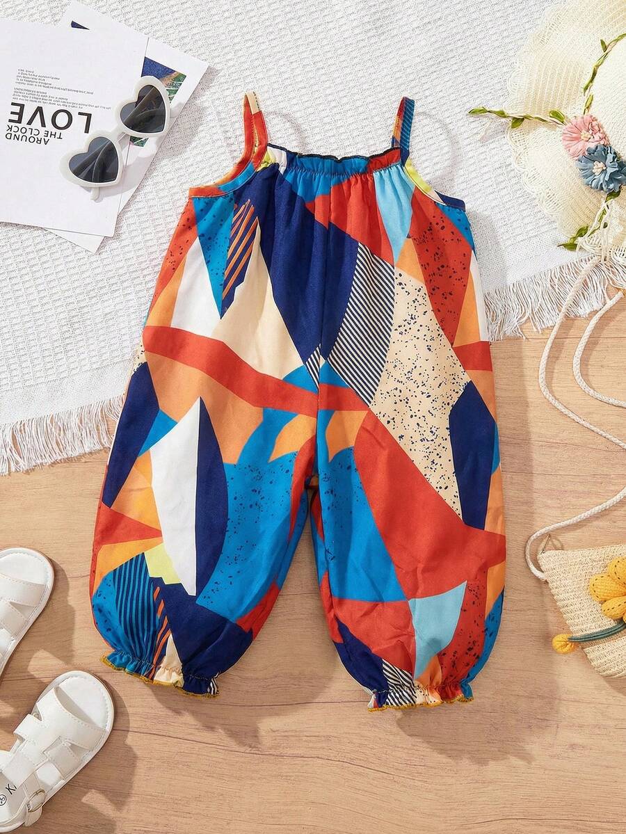 Baby Girl Casual Spaghetti Strap Jumpsuit Cute Sleeveless Summer Vacation Outfit For Newborn Infant Toddler Girls