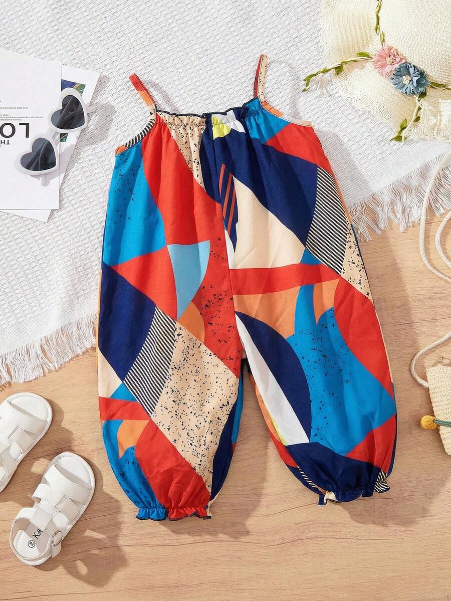 Baby Girl Casual Spaghetti Strap Jumpsuit Cute Sleeveless Summer Vacation Outfit For Newborn Infant Toddler Girls