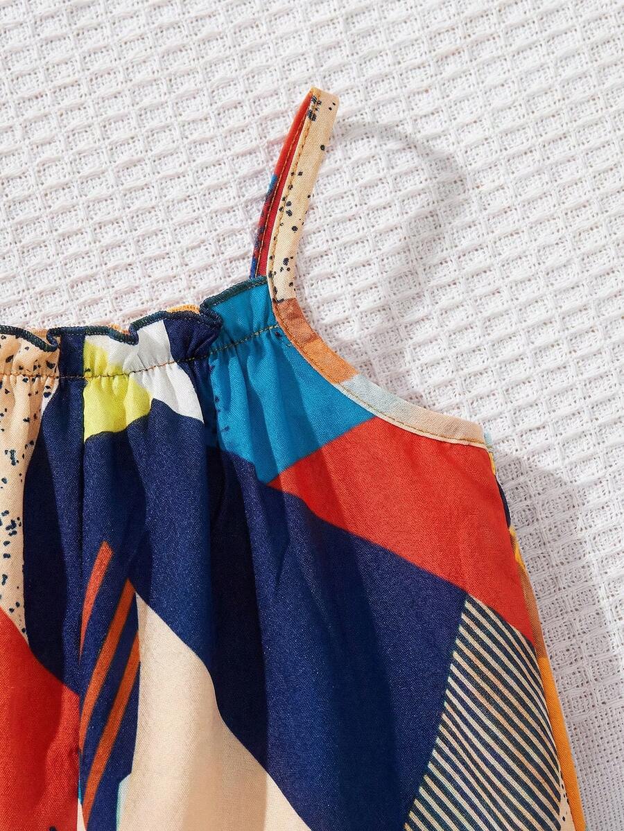 Baby Girl Casual Spaghetti Strap Jumpsuit Cute Sleeveless Summer Vacation Outfit For Newborn Infant Toddler Girls