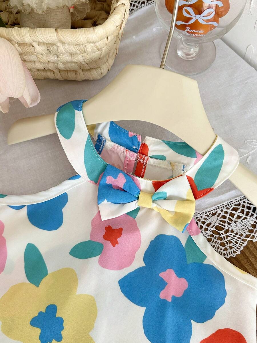 Cute Two Piece Floral Summer Clothing Set For Little Girls Elegant Style