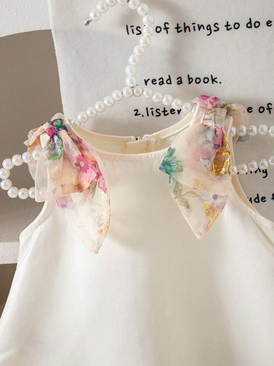 Little Girls Backless Floral Tulle Dress Sweet A Line Princess Party Wear