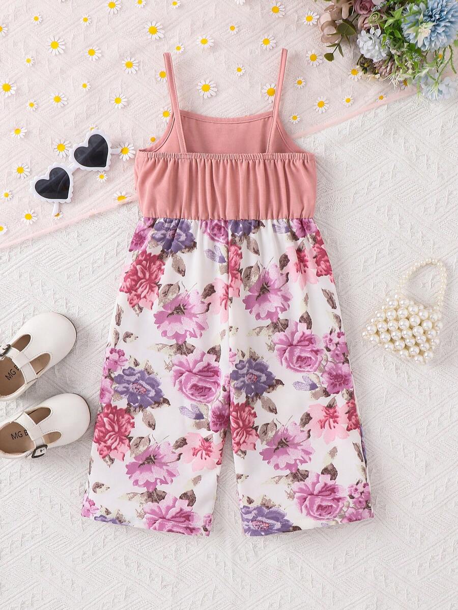 Baby Girl Floral Print Summer Jumpsuit Casual Sleeveless Outfit