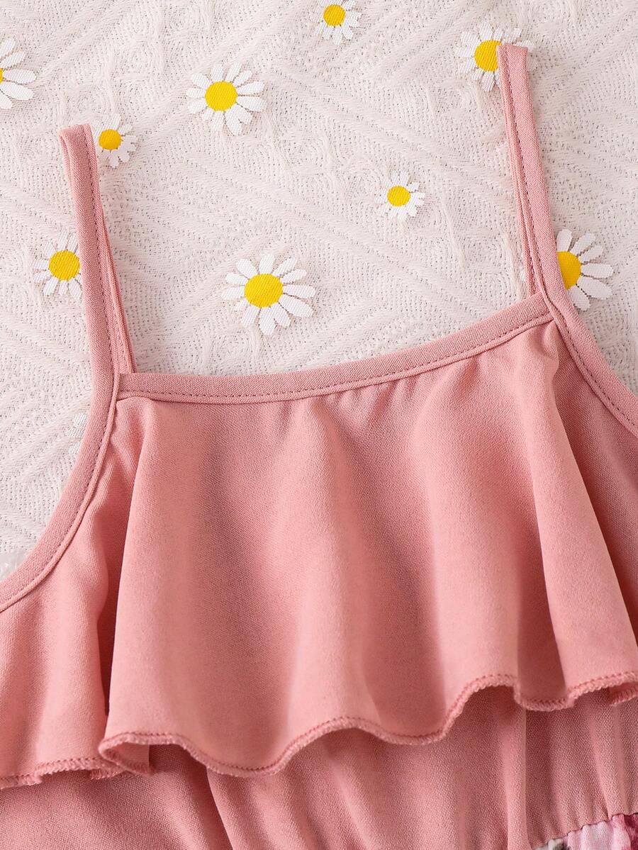 Baby Girl Floral Print Summer Jumpsuit Casual Sleeveless Outfit