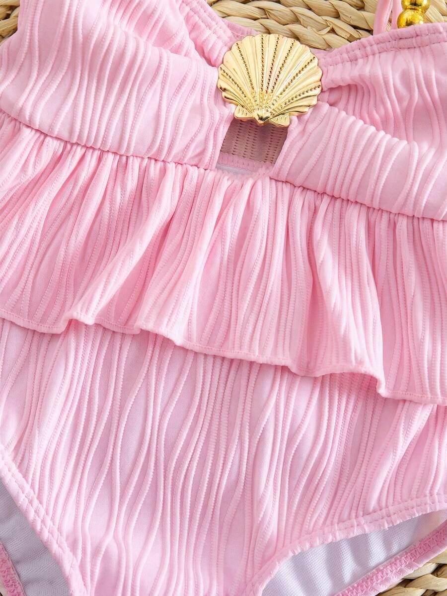 Baby Girls Minimalist Spaghetti Strap One Piece Swimsuit Casual Summer Beachwear
