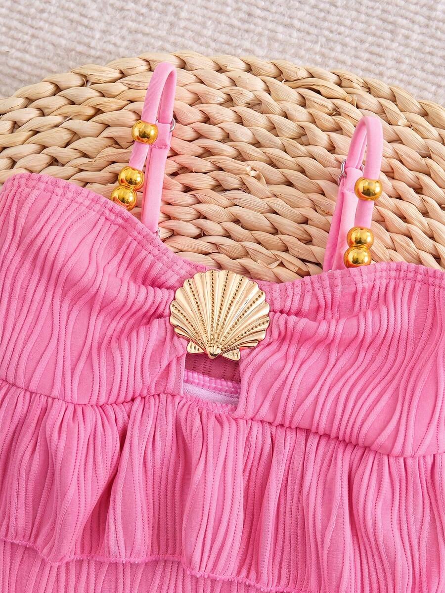 Baby Girls Minimalist Spaghetti Strap One Piece Swimsuit Casual Summer Beachwear