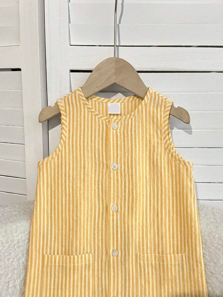 Baby Boy White Sleeveless Romper with Pockets Casual Short Jumpsuit for Everyday Wear