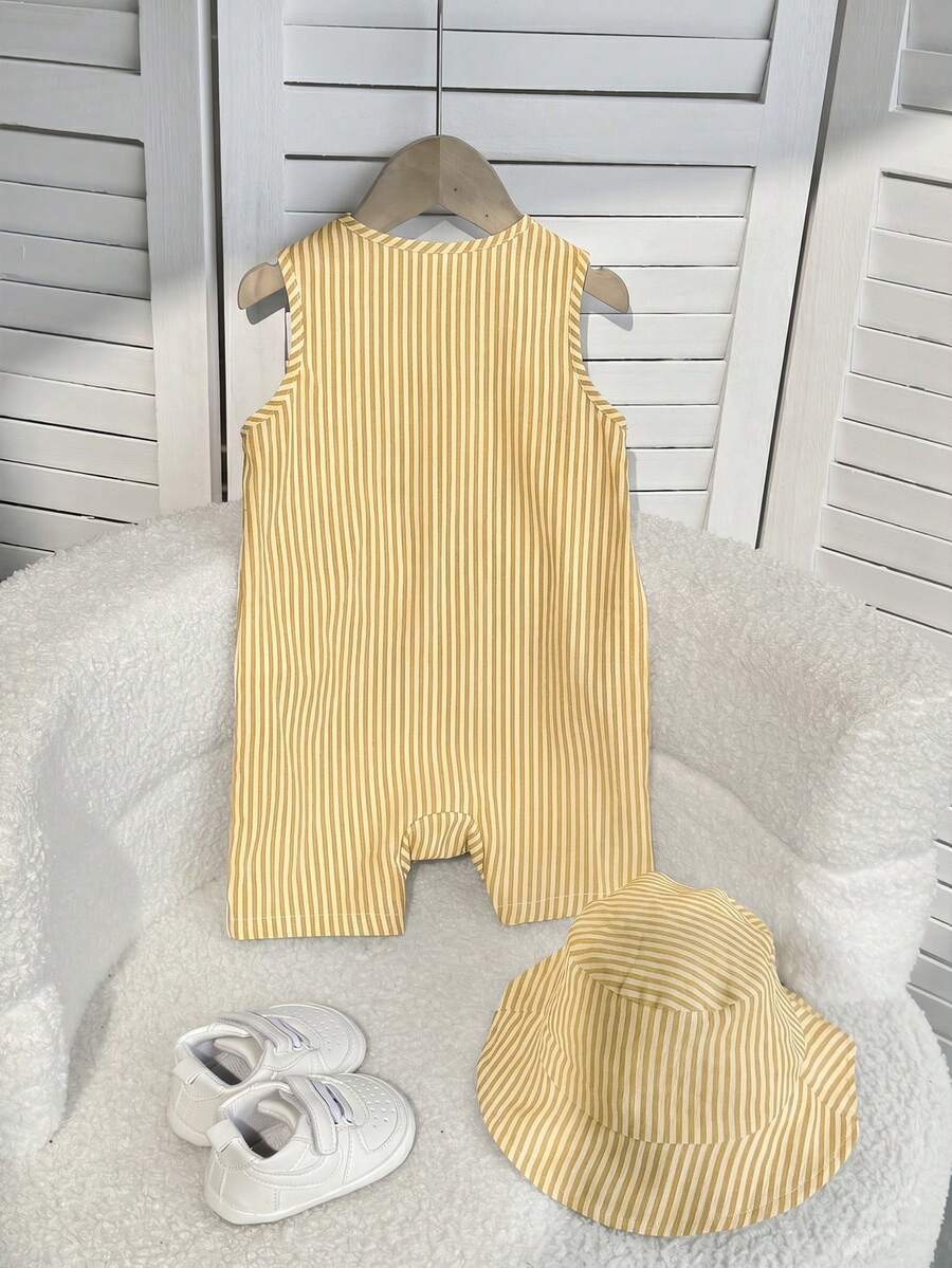 Baby Boy White Sleeveless Romper with Pockets Casual Short Jumpsuit for Everyday Wear