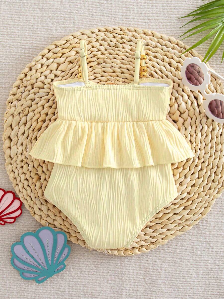 Baby Girls Minimalist Spaghetti Strap One Piece Swimsuit Casual Summer Beachwear