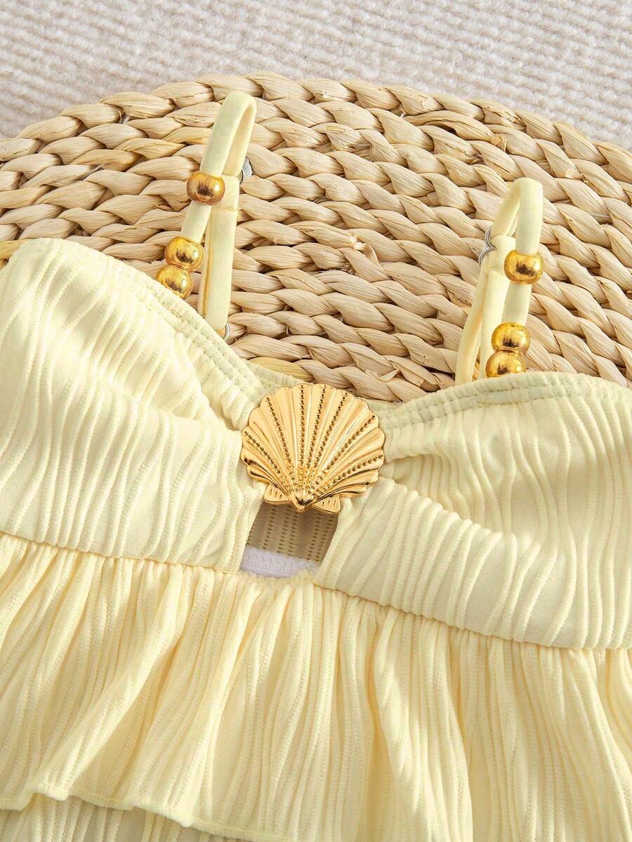 Baby Girls Minimalist Spaghetti Strap One Piece Swimsuit Casual Summer Beachwear