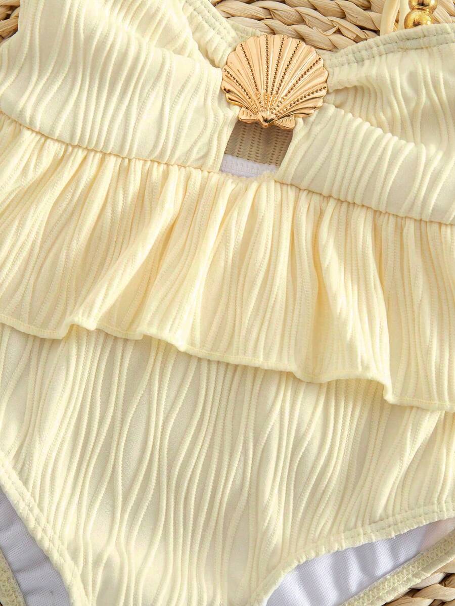 Baby Girls Minimalist Spaghetti Strap One Piece Swimsuit Casual Summer Beachwear