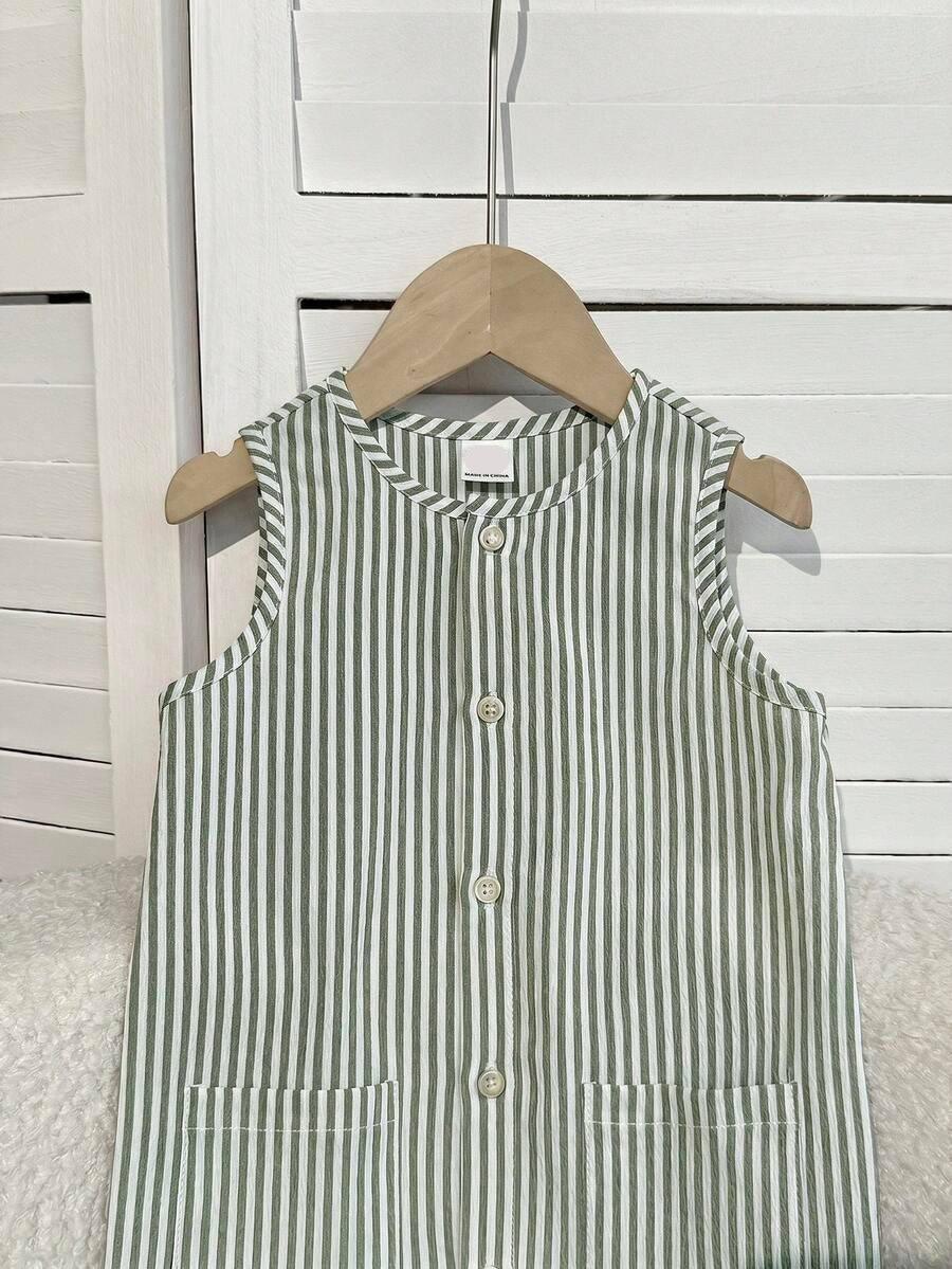 Baby Boy White Sleeveless Romper with Pockets Casual Short Jumpsuit for Everyday Wear