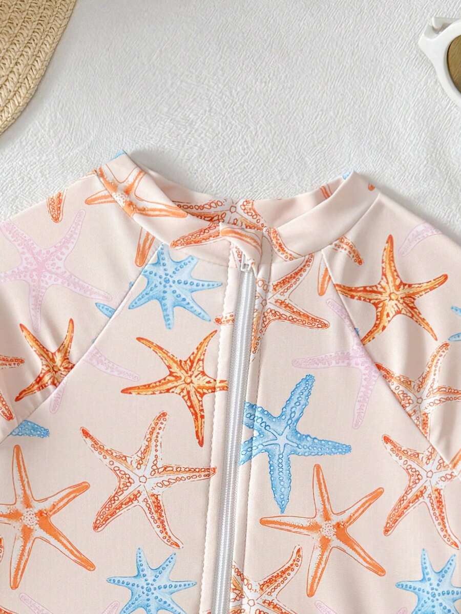 Leopard Print One Piece Swimsuit For Baby Girls With Ruffle Trim Beachwear