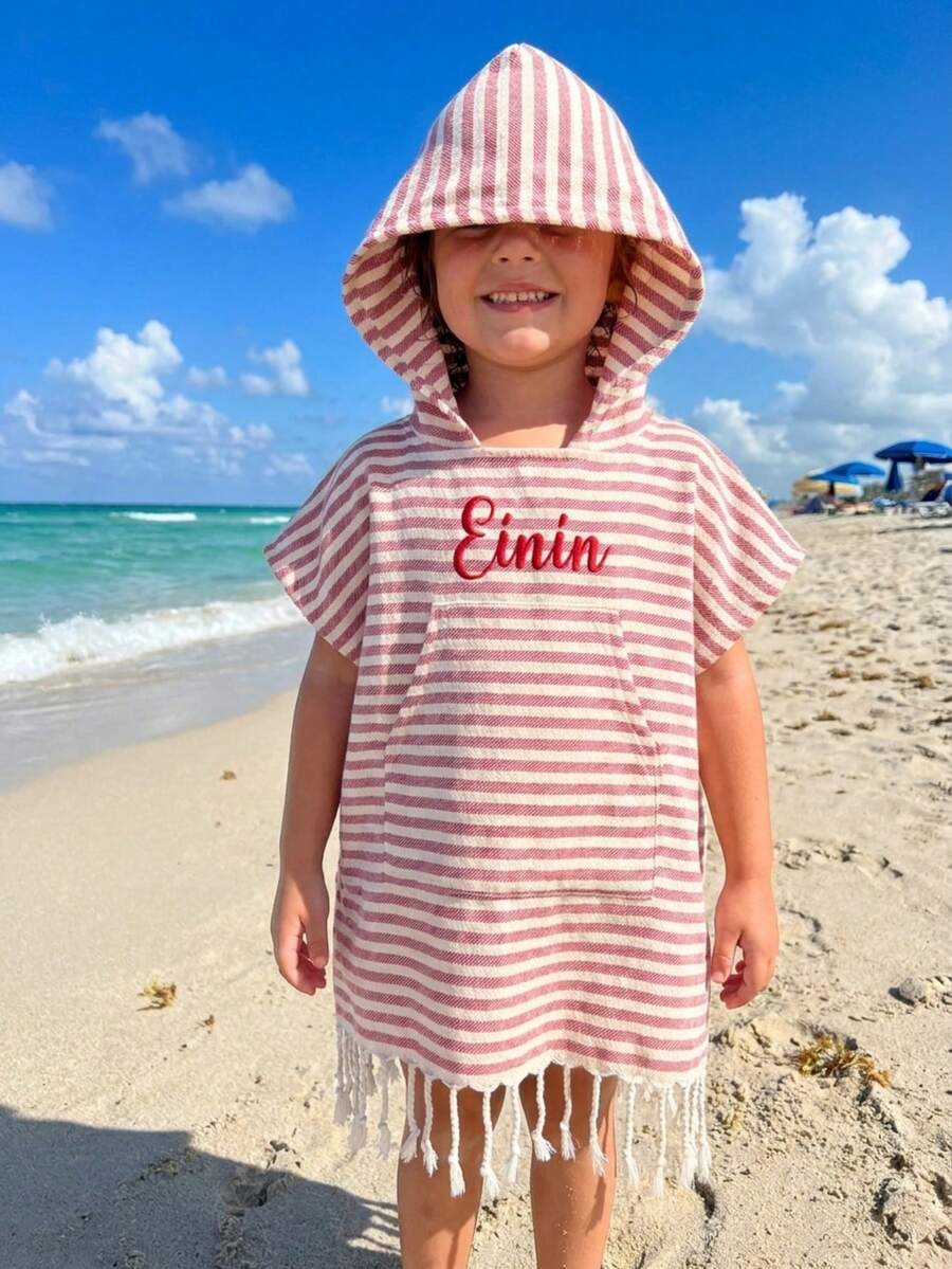Personalized Toddler Hooded Towel Cape Custom Name Embroidered Quick Dry Bath and Swim Cover for Kids 1-3 Years