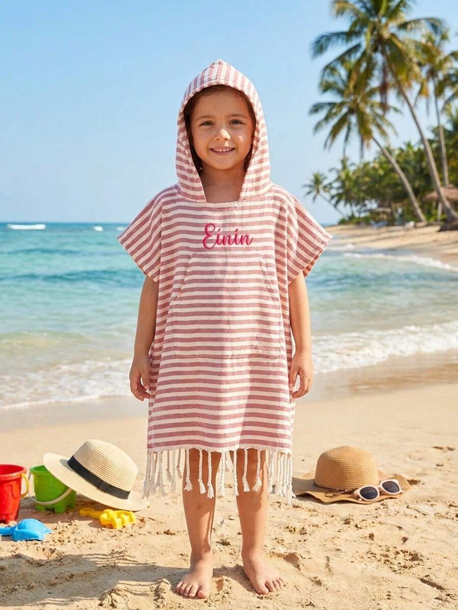 Personalized Toddler Hooded Towel Cape Custom Name Embroidered Quick Dry Bath and Swim Cover for Kids 1-3 Years