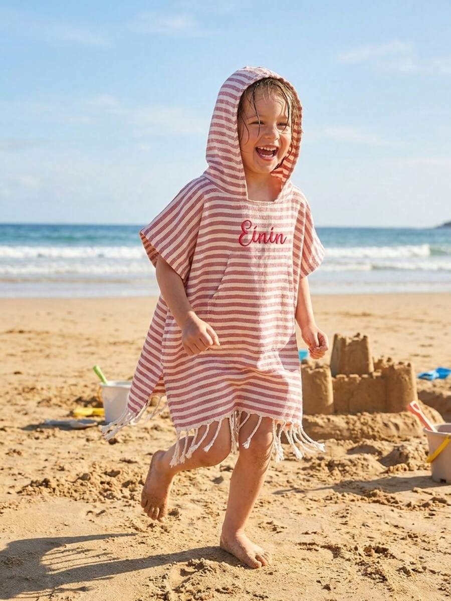 Personalized Toddler Hooded Towel Cape Custom Name Embroidered Quick Dry Bath and Swim Cover for Kids 1-3 Years