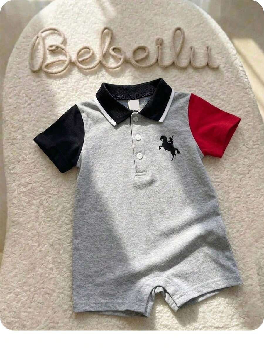 Baby Boy Plaid Short Sleeve Romper Formal Summer Outfit for Birthday Party Christening and Special Occasions