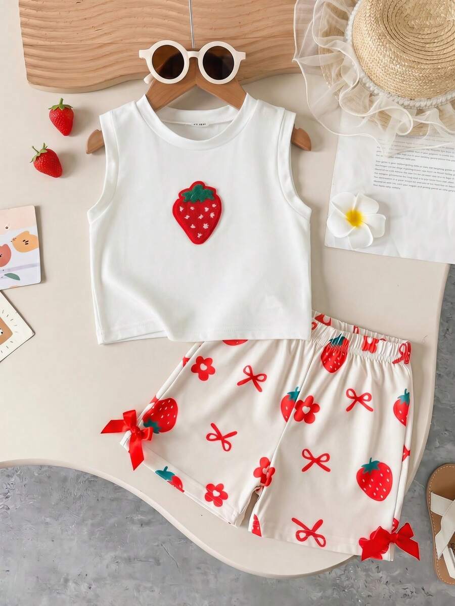 Baby Girl 2pcs Summer Blue Textured Top & Plaid Shorts Outfit