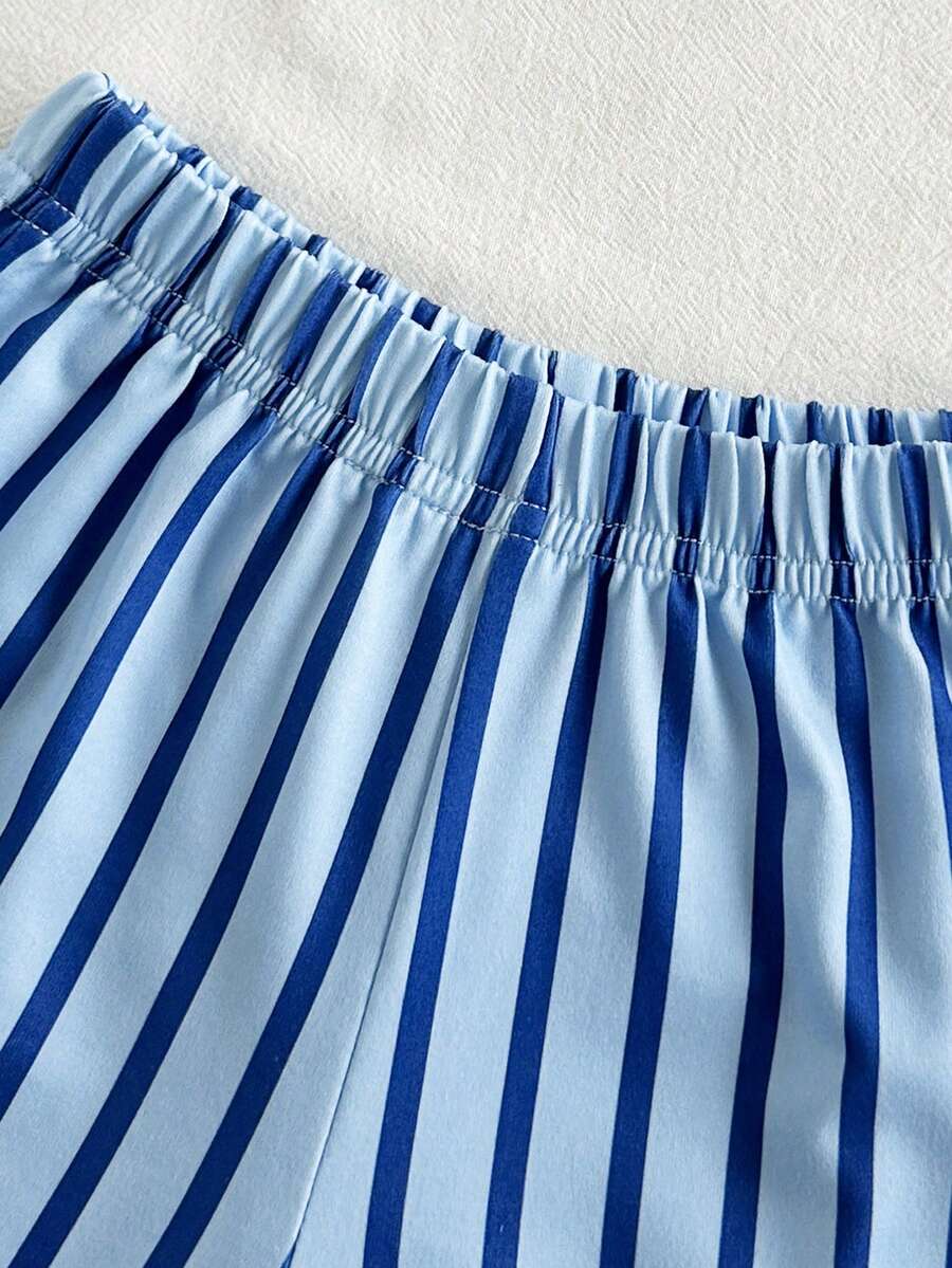 Baby Boy Sun Print T Shirt and Striped Shorts 2 Piece Summer Vacation Outfit Set