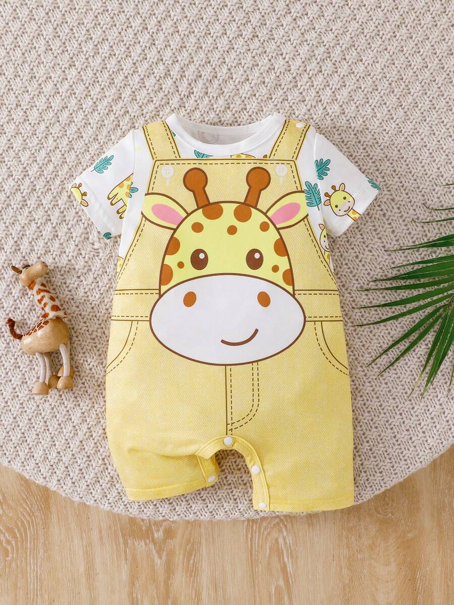 Baby Boy Cute Animal Party Print One Piece Pants Casual Soft Everyday Outfit