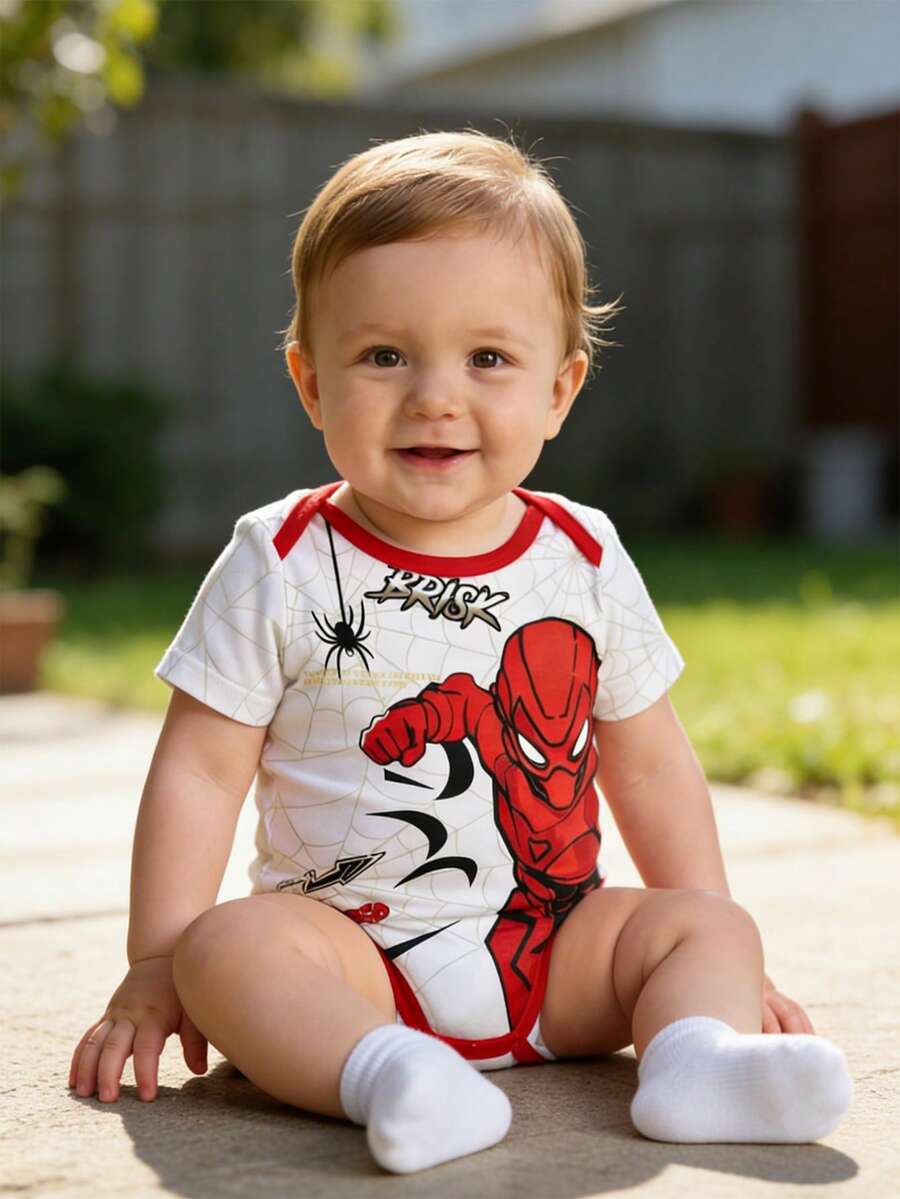 Baby Boy Funny Letter Print Short Sleeve Bodysuit Casual Summer Outfit Back Off I Have A Crazy Grandma