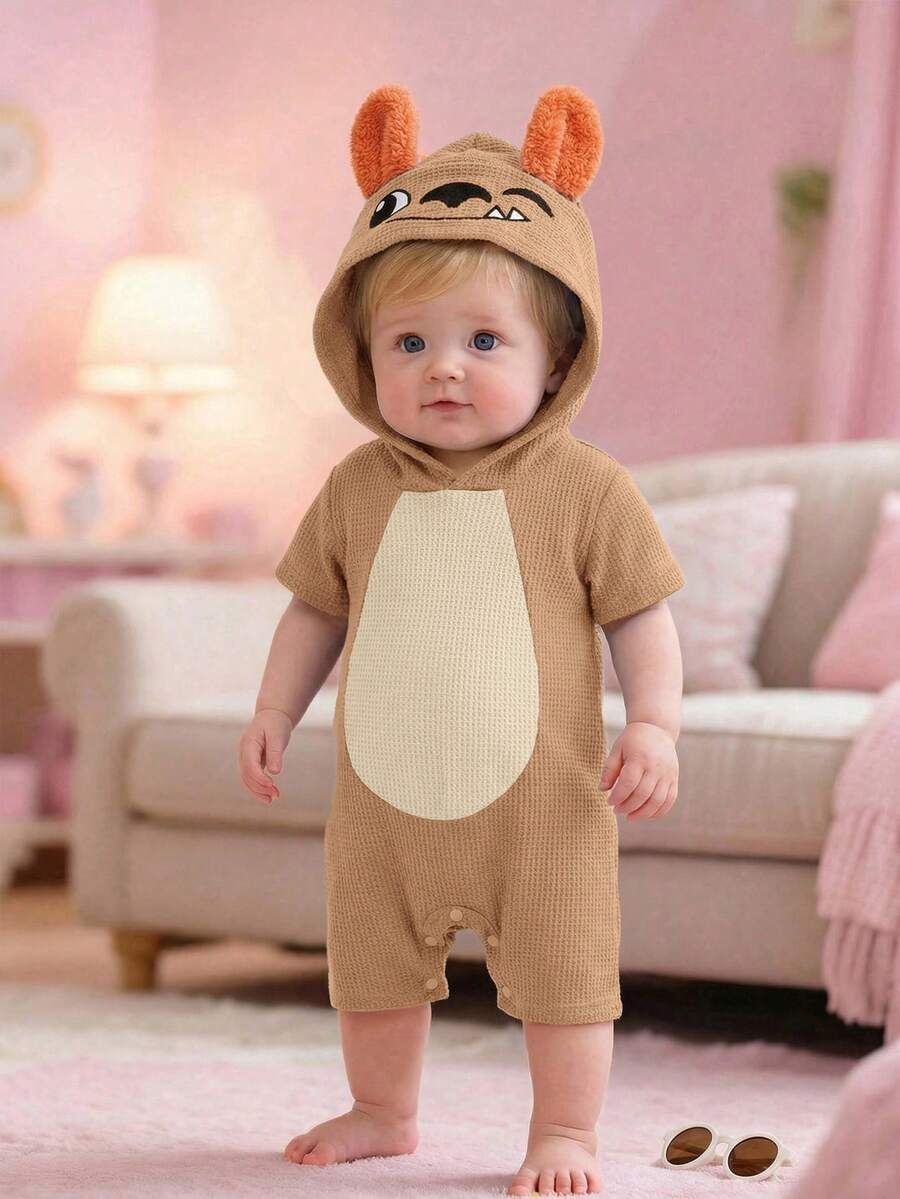 3D Big Ear Hooded Romper Set For Newborn Baby Boys And Girls Summer Outfit