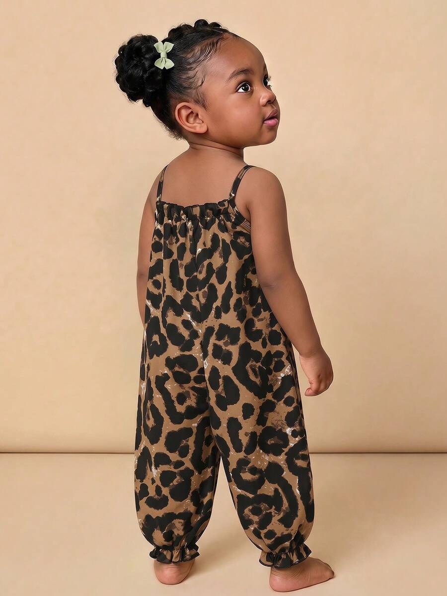 Baby Girl Casual Spaghetti Strap Jumpsuit Cute Sleeveless Summer Vacation Outfit For Newborn Infant Toddler Girls