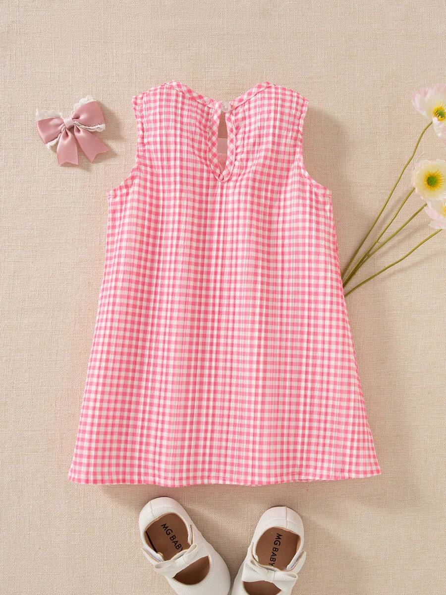 Sleeveless Long Dress with Embroidered Cartoon Duck for Toddler Girls