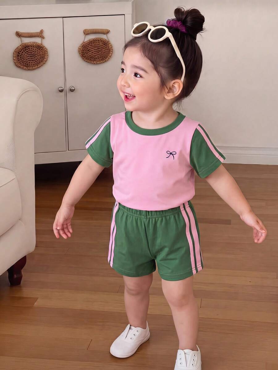 Classic Everyday Shorts Set For Baby Girls With Daddy's Girl T Shirt