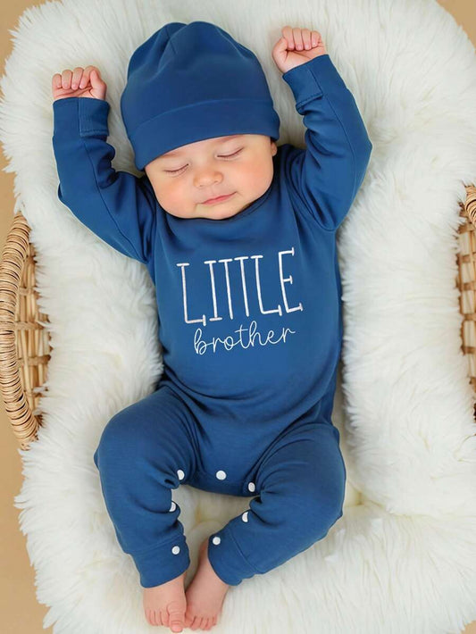 Baby Little Brother Embroidered Outfit Set for Photoshoots and Baby Shower Gifts