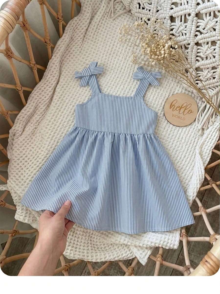 Little Girls Floral Print Sleeveless Dress With Bow Tie Waist Cute Summer Outfit