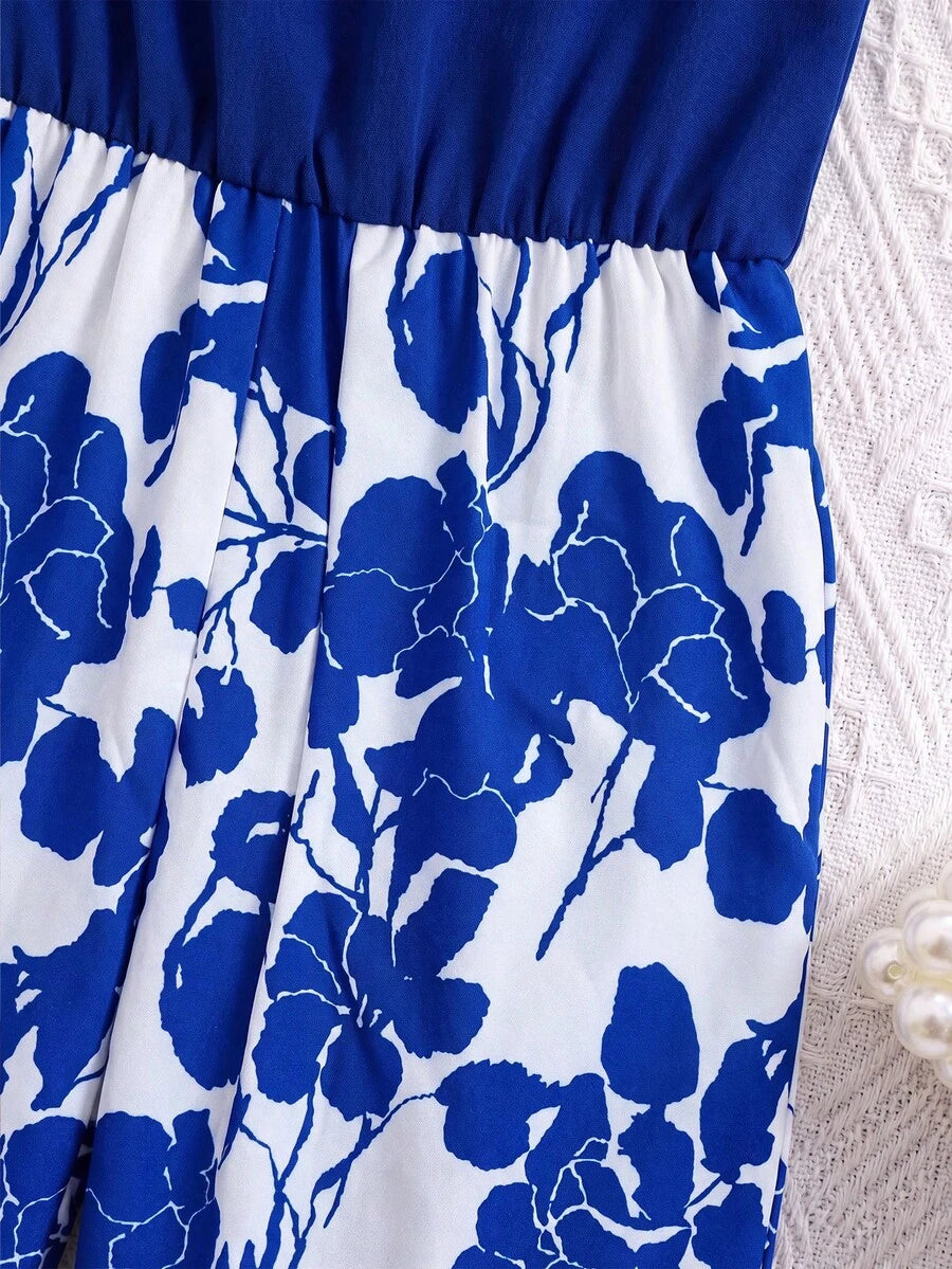 Baby Girl Floral Print Summer Jumpsuit Casual Sleeveless Outfit