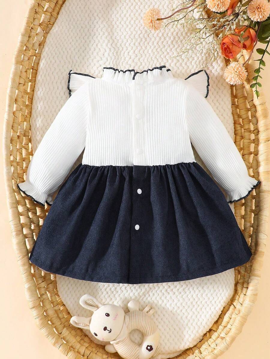 Baby Heart Pattern Dress and Headband Set for Cute All Season Daily Wear