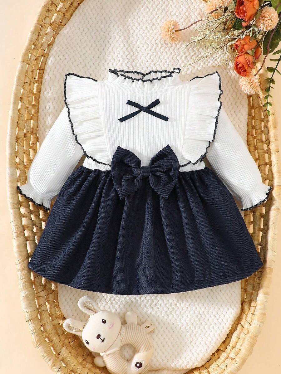 Baby Heart Pattern Dress and Headband Set for Cute All Season Daily Wear