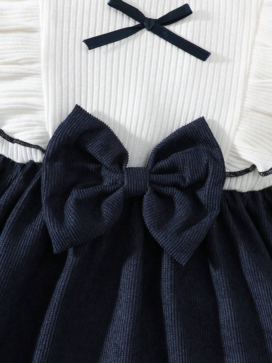 Baby Heart Pattern Dress and Headband Set for Cute All Season Daily Wear