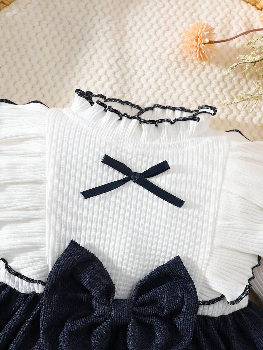 Baby Heart Pattern Dress and Headband Set for Cute All Season Daily Wear