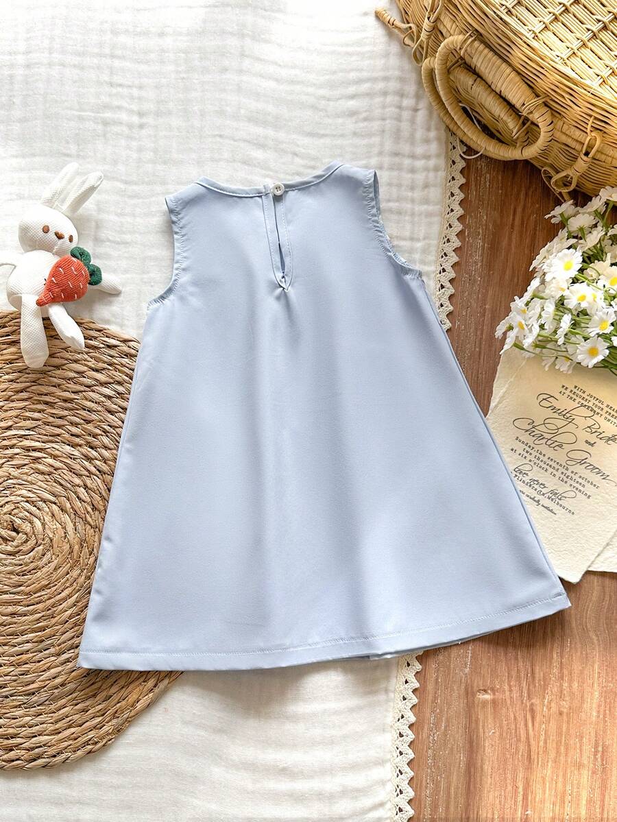 Sleeveless Long Dress with Embroidered Cartoon Duck for Toddler Girls