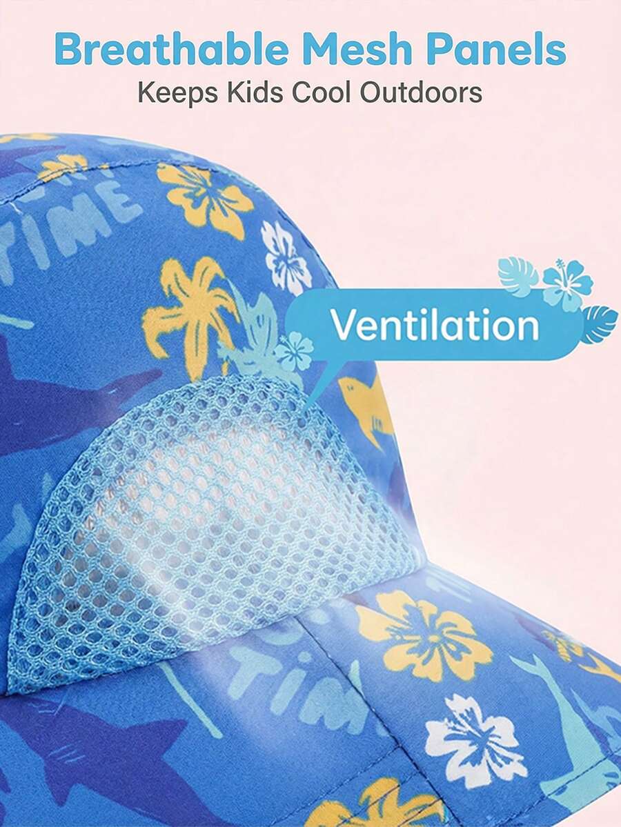 Baby Wide Brim Sun Hat with Mesh Ventilation Adjustable Chin Strap Bucket Hat for 6-24 Months
