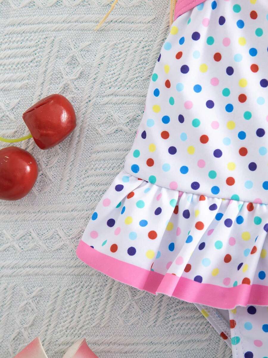 Baby Watermelon Print Ruffle Sleeveless One-Piece Swimsuit for Summer Beach Days
