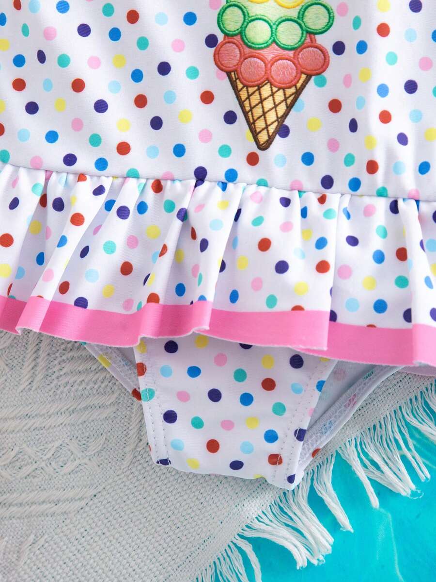 Baby Watermelon Print Ruffle Sleeveless One-Piece Swimsuit for Summer Beach Days