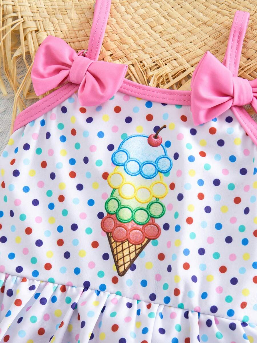Baby Watermelon Print Ruffle Sleeveless One-Piece Swimsuit for Summer Beach Days
