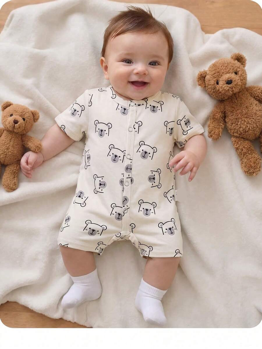 Cartoon Pattern Knit Romper for Cute Casual Baby Boy Daily Wear