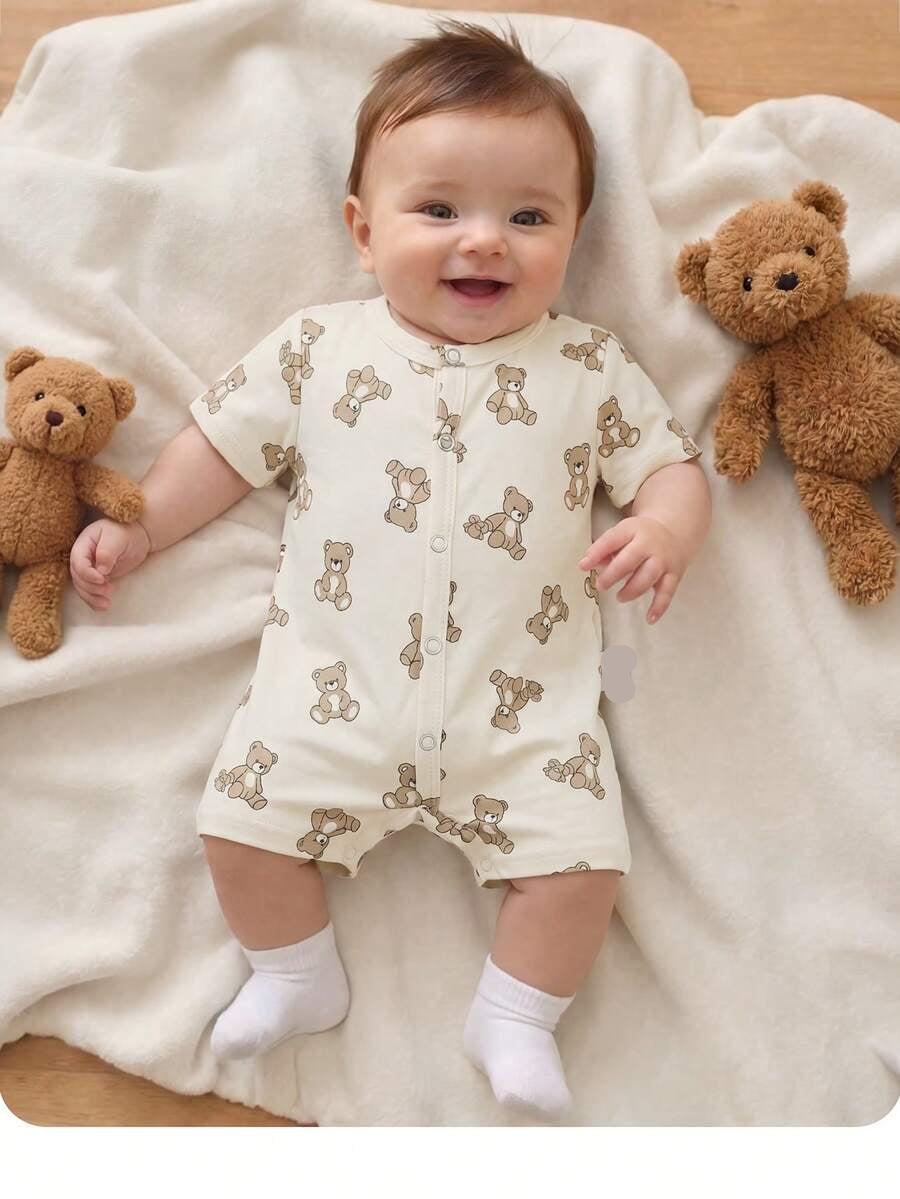 Cartoon Pattern Knit Romper for Cute Casual Baby Boy Daily Wear