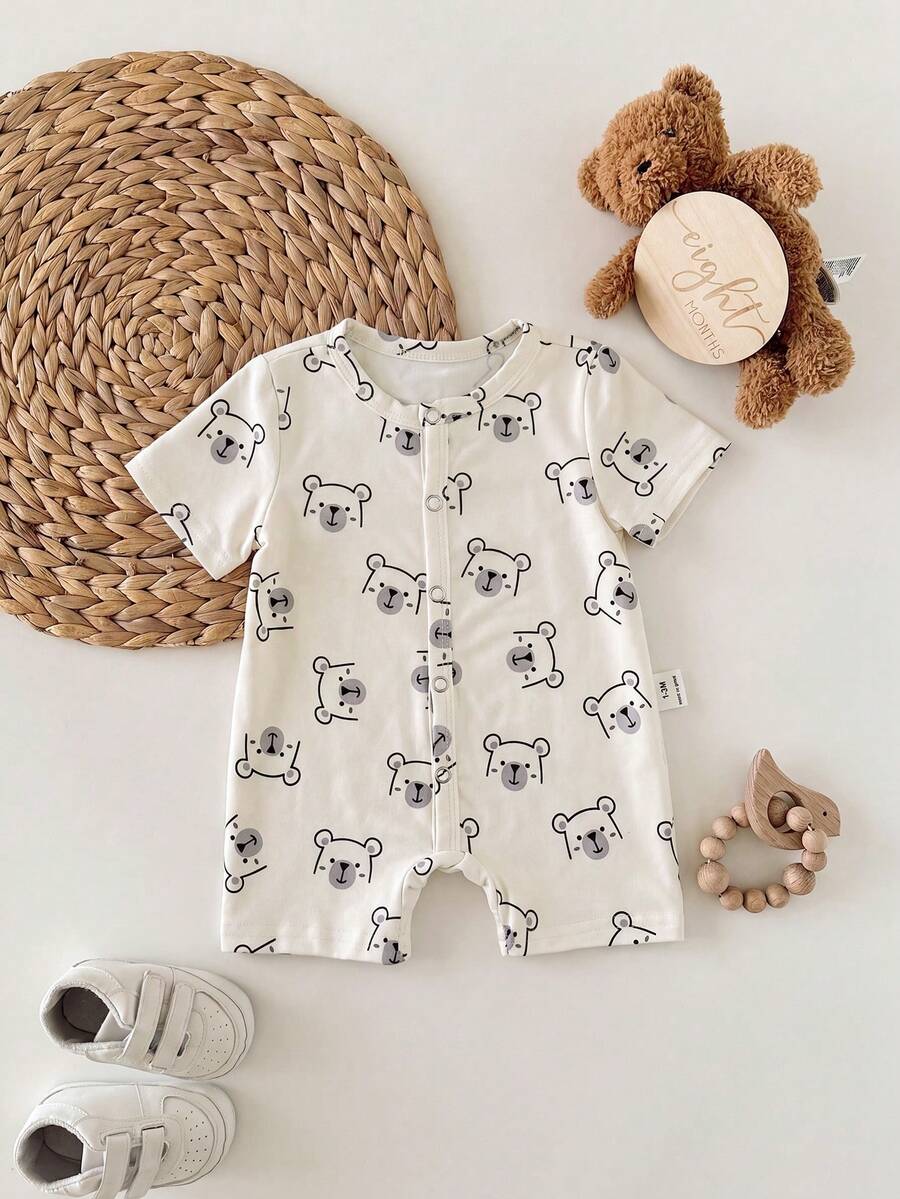 Cartoon Pattern Knit Romper for Cute Casual Baby Boy Daily Wear