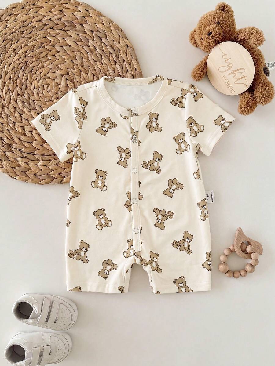 Cartoon Pattern Knit Romper for Cute Casual Baby Boy Daily Wear
