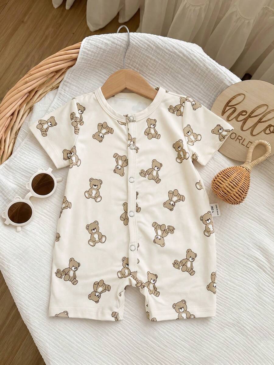 Cartoon Pattern Knit Romper for Cute Casual Baby Boy Daily Wear