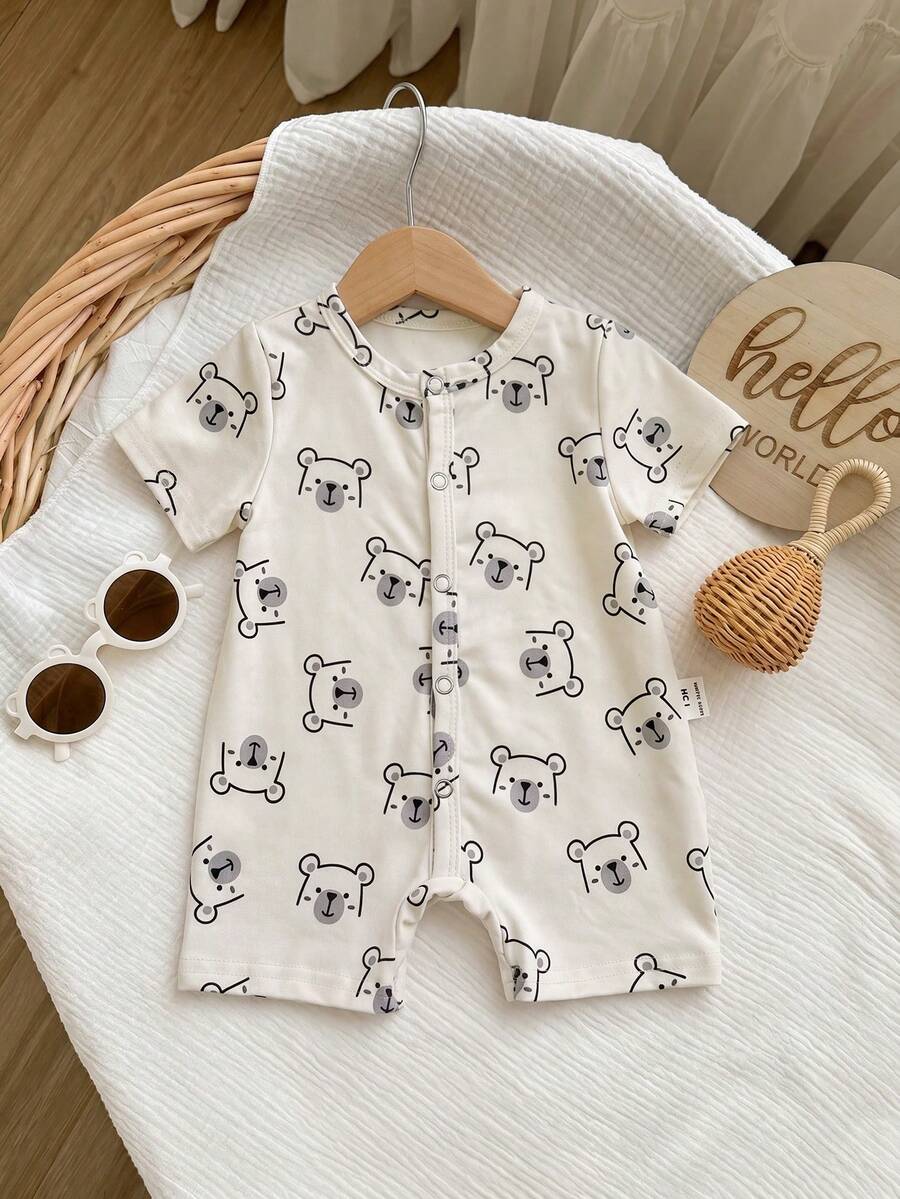 Cartoon Pattern Knit Romper for Cute Casual Baby Boy Daily Wear